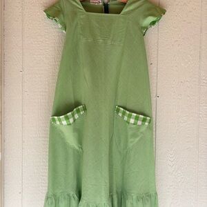 Vintage Papillon Blanc Green Checkered Dress Small